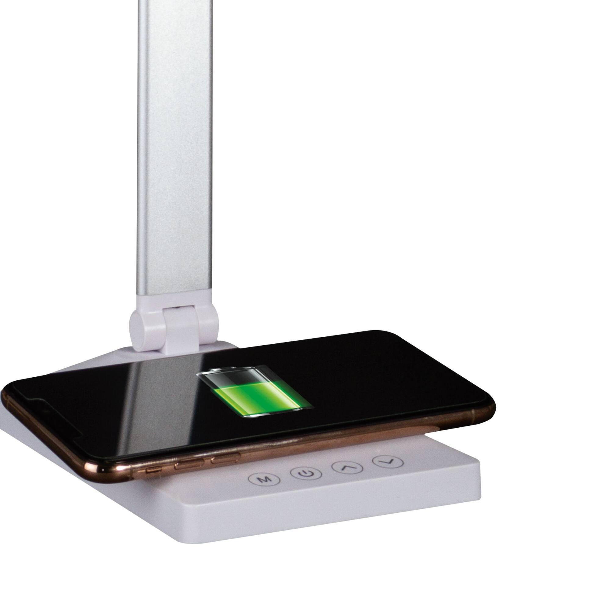 OttLite 22" White Entice LED Desk Lamp with Wireless Charging